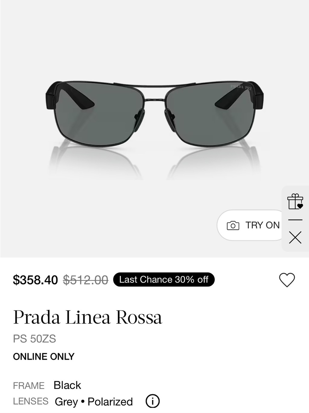 Prada Black Metal Aviator Sunglasses with Gray Lenses - Picture 5 of 6